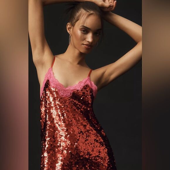 Anthropologie Love Stories Mini Sequence Dress Size Medium - Picture 4 of 4